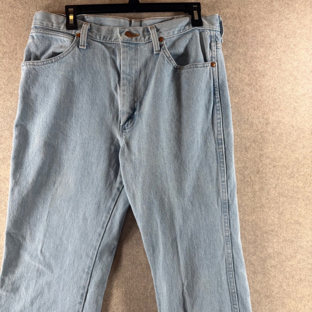 Wrangler‎ Cowboy Cut Jeans 33x34 Light Wash Slim Fit Denim 936GBH 33x34